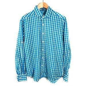 Robert Graham Modern American Plaid Blue Medium Shirt
